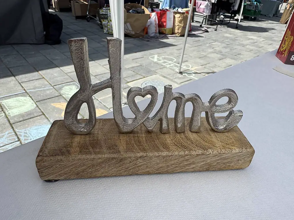 Dekoration Schriftzug "Home" Holz/Metall