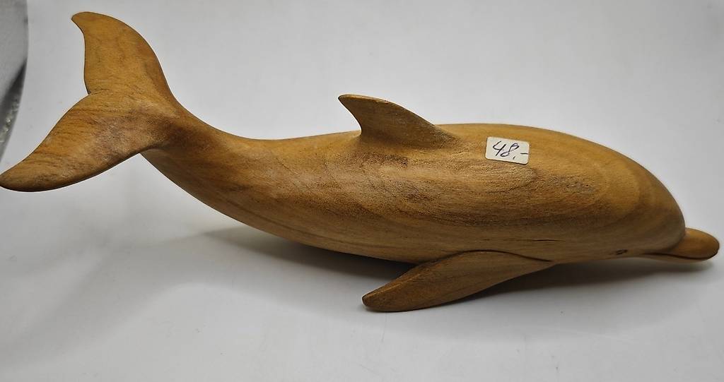 Handgeschnitzte Delfin-Statue, Skulptur, Holz, Heimdeko