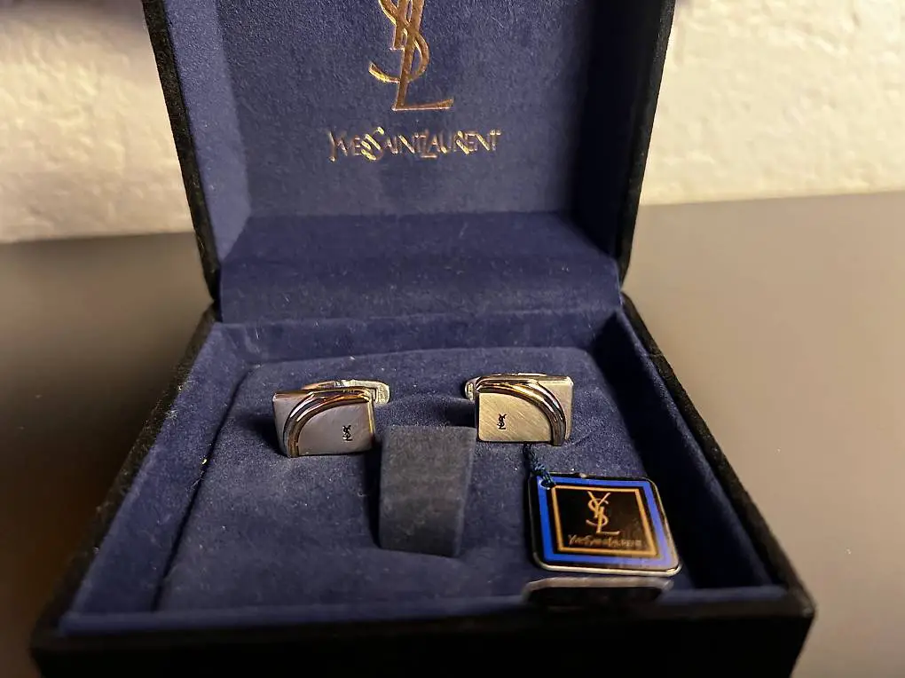 Yves Saint Laurent Manschettenknöpfe, Silber, Top