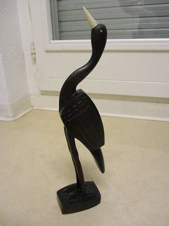 Vintage-Design Kranich aus Ebenholz Kenia 60er - TOP