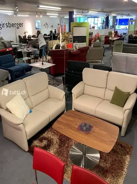  Polstergruppe 2x2er-Sofa, Leder beige für die kleine Wohnung