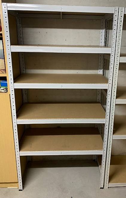 Steckregal 90x45x180, Metall mit 5 Holzeinlageböden, 3 Stück