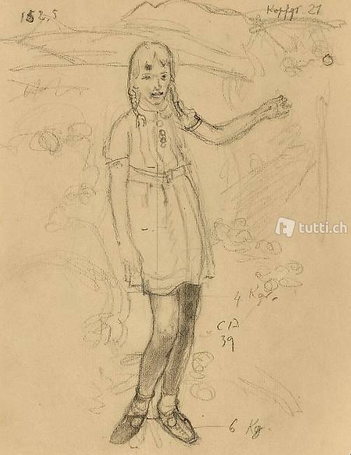 Cuno Amiet 4 Bleistiftzeichnungen "Mädchen"