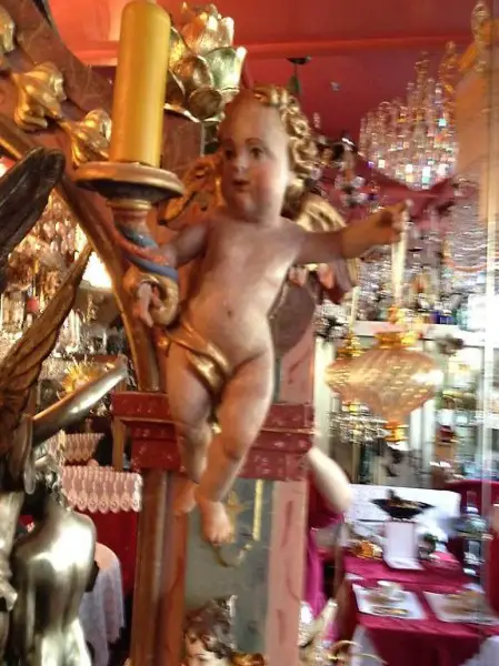 antikes Engelpaar, Holz, je 40 cm