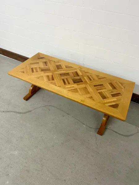 Retro Couchtisch Holztisch mit Intarsien Salontisch Handmade