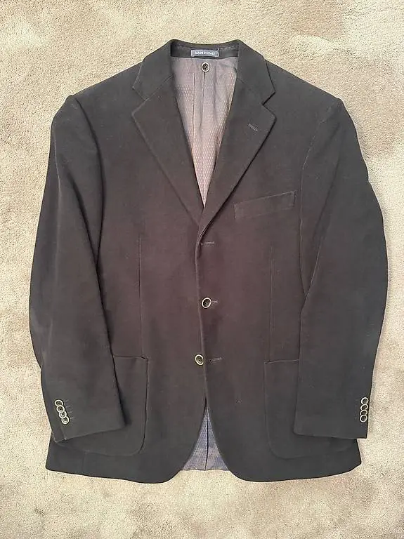 Sakko aus schwarzem Baumwollsamt, Gr. 52