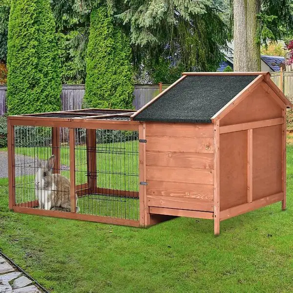  Kaninchenstall Hasenkäfig Hasenstall mit Laufstall Natur