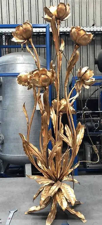 Hollywood Regency Goldene Palme Stehlampe von Hans Kögl