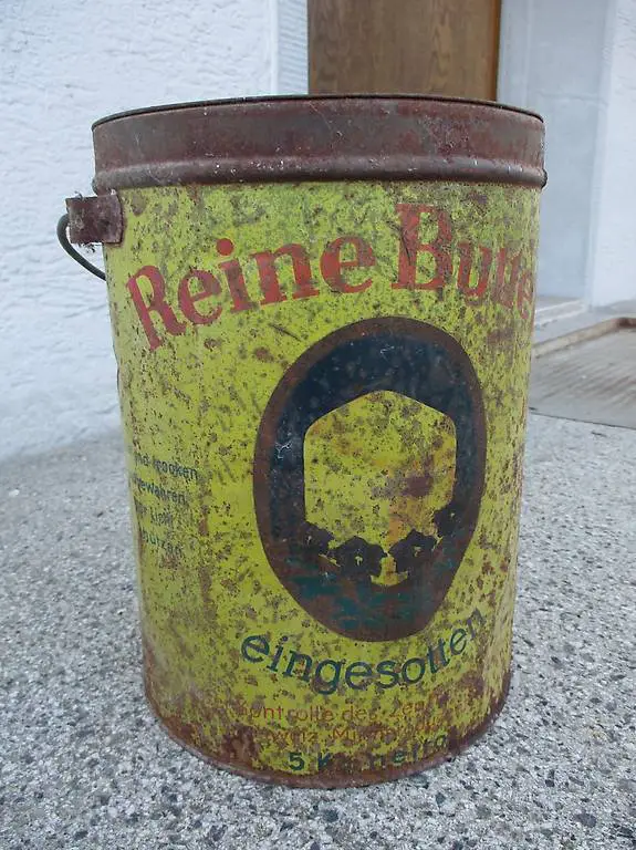 Alter Blech-Eimer "Reine Butter" Schweiz - Deko Alpine Chic