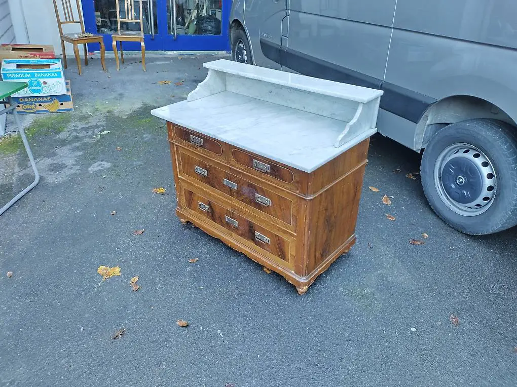 Antike Waschkommode mit Marmoraufsatz 105 x 56 cm höhe 78/95