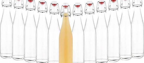  12er Set Bügelflaschen Leere Glasflaschen zum Befüllen 500ml