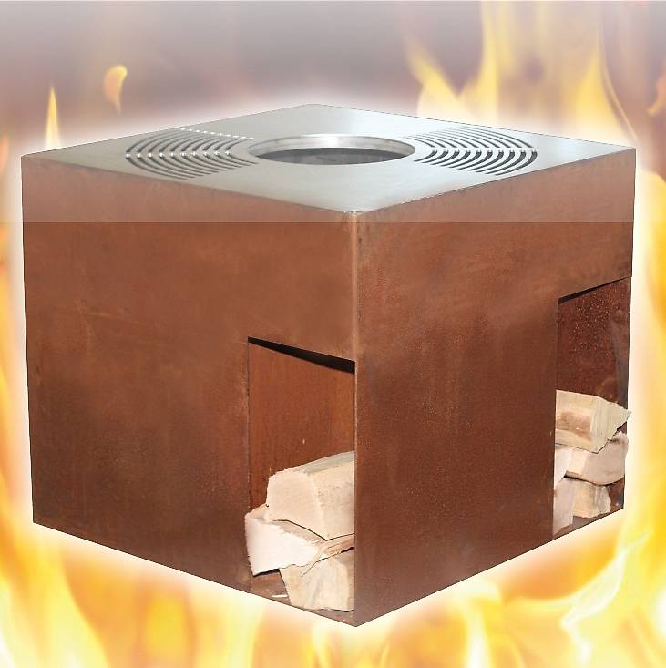 Grill Kubus 80 in Edelstahl und Rost