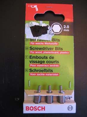 Différents embouts de vissage courts