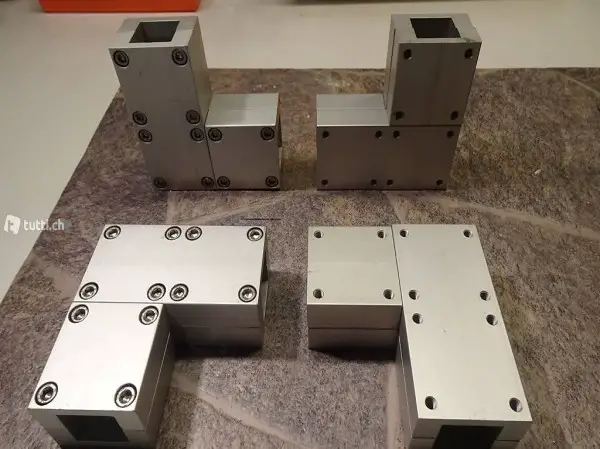 4Stk. Aluminium Klemmstück für 30x30mm Vierkantrohr 90 Grad