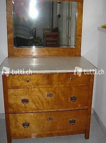  Alte Waschkommode, von um 1950 mit Marmoraufsatz