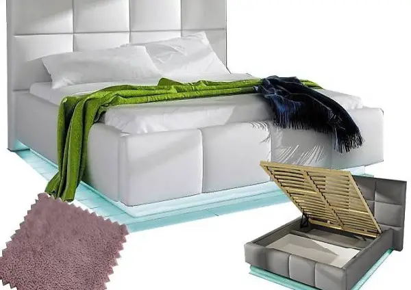  BETT MIT BETTKASTEN 160X200CM TEXTIL SOFORT LIEFERBAR