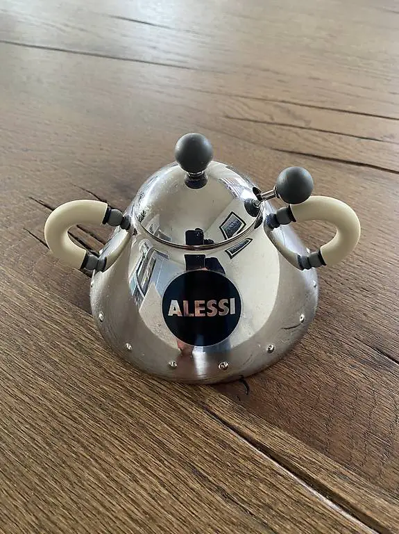 Alessi Zuckerdose mit Löffel / silber / NEU