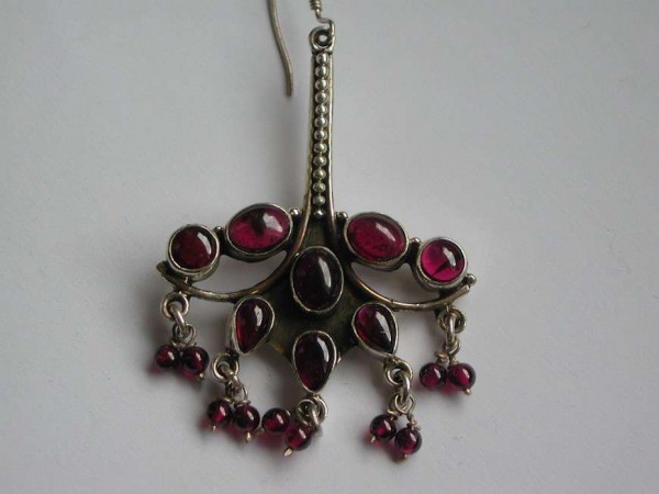 Boucles d"Oreilles African Tree 24 Grenats en Argent