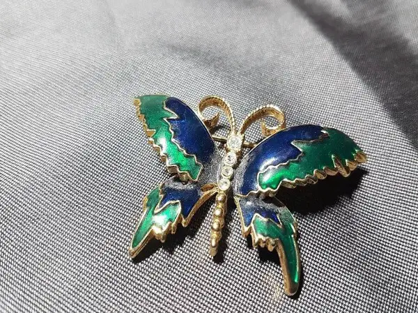 Brosche Schmetterling Blau Grün