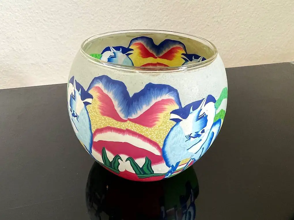 Vintage Glas Teelicht / Windlicht