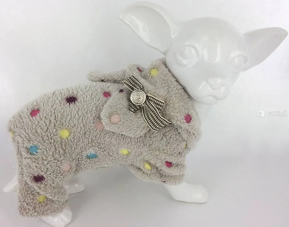  M+F Jumpsuit DOTS beige für chihuahua Gr.S