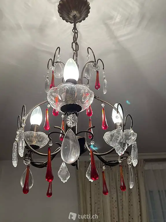 LAURA ASHLEY, Venetian, Kronleuchter- 3-armig, Rubin