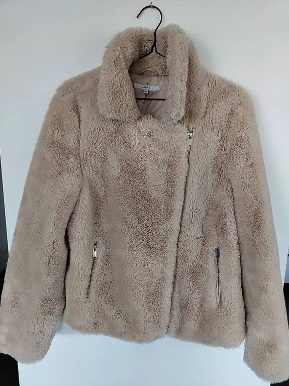 Teddy Jacke, "Fake Fur Biker Jacket, Beige
