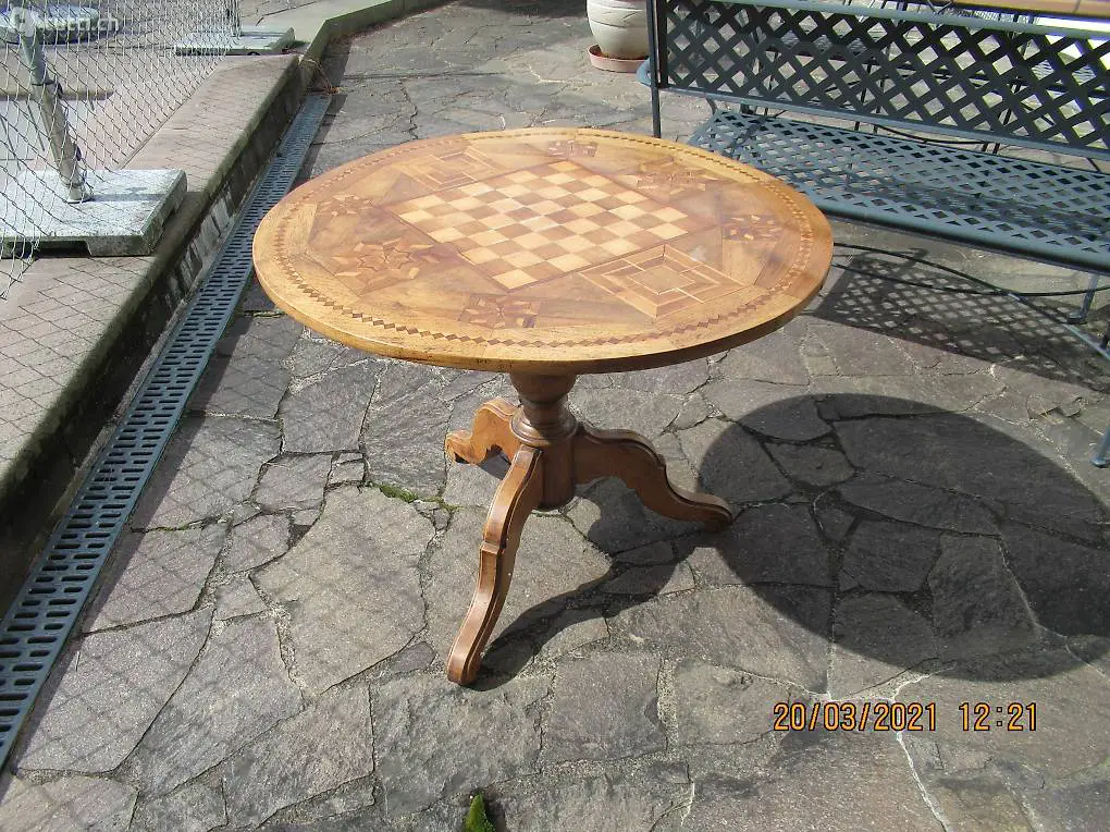 Spieltisch, Schachtisch, Dame Tisch, eingelegter Tisch