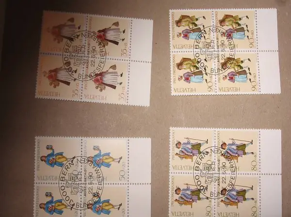 Briefmarken 4 er Blockserien Juventute und Patria