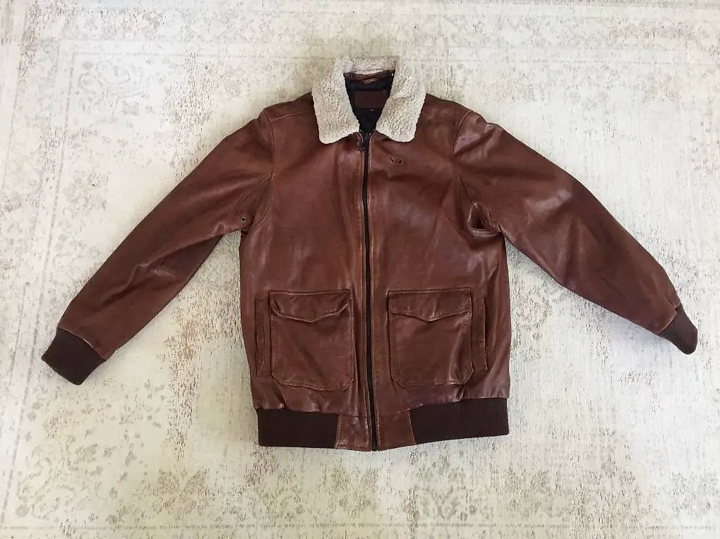 Lederjacke braun mit Fell (Lammleder)