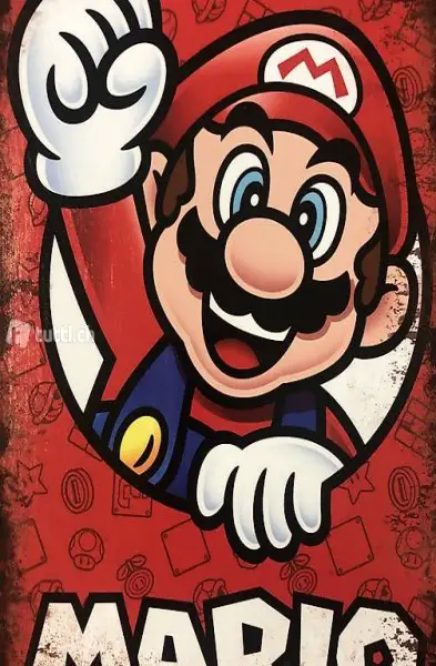 Super Mario Blechschild Metallschild Super NIntendo DS 3DS