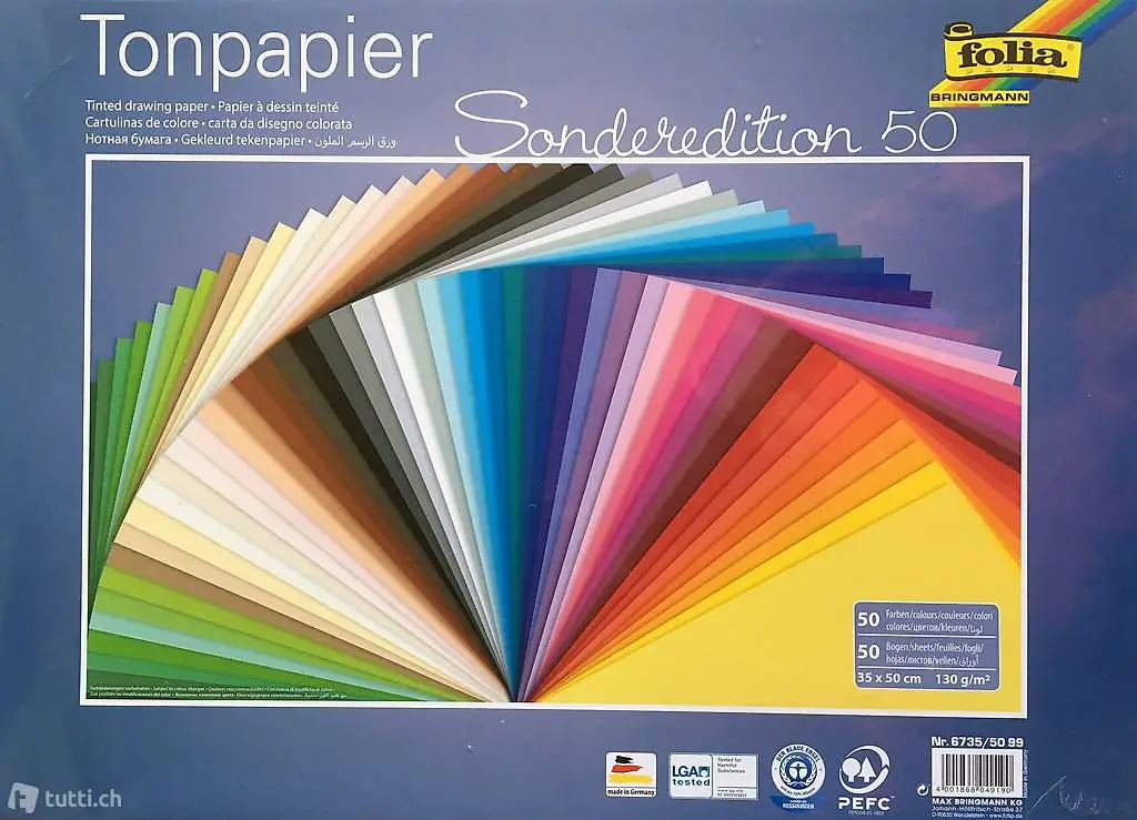  Sonderedition 50 Farben Tonpapier 35x50cm