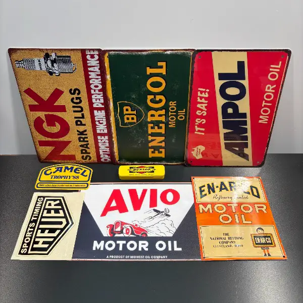 blechschild metall enarco ampol tagheuer blechdose dunlop camel