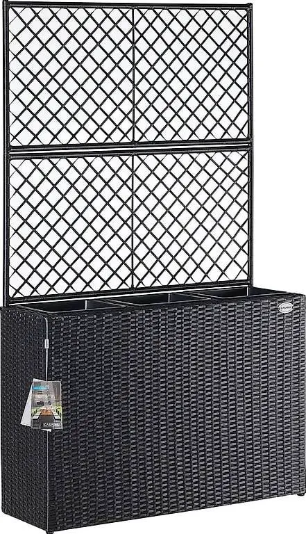 Casaria® Blumenkasten Rankgitter 3 Innentöpfe Polyrattangefl