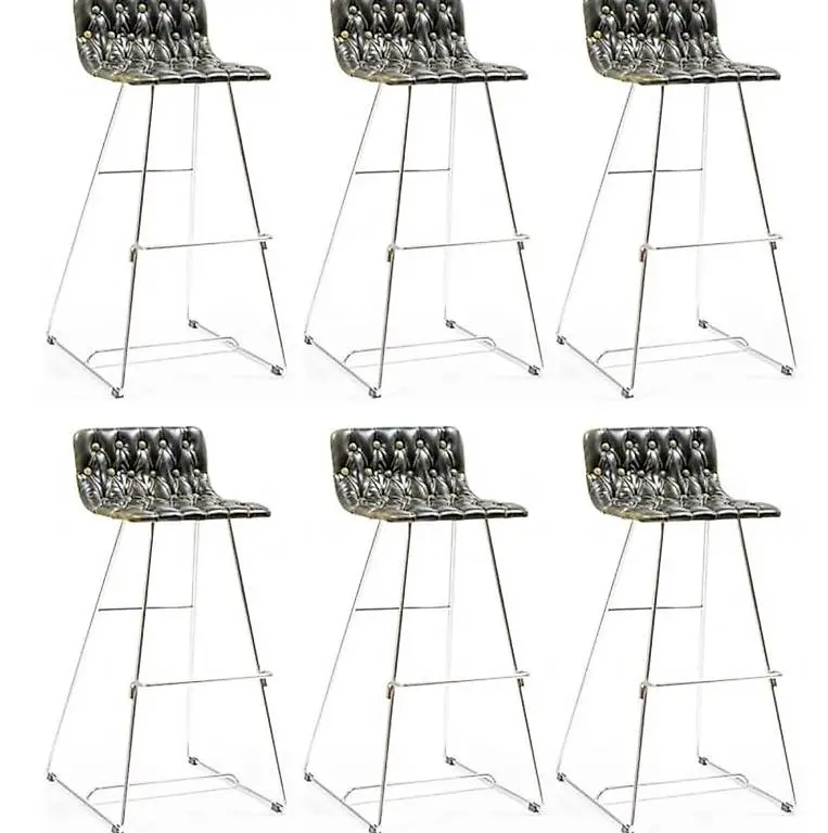 Padrino Luxus Barstuhl Set Schwarz/Gold/Silber 37 x 33 x H.