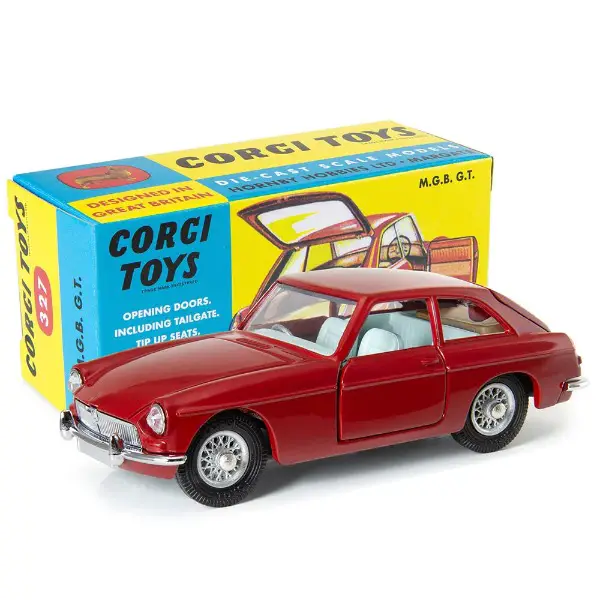 NEU: MG B GT Coupé 1965-1980 RHD dunkelrot 1:45 von Corgi