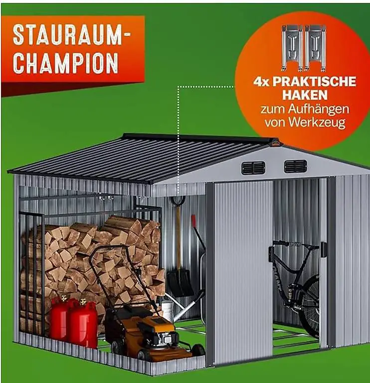 XXL Metall Gerätehaus 5m² mit Fundament 260x205x180cm