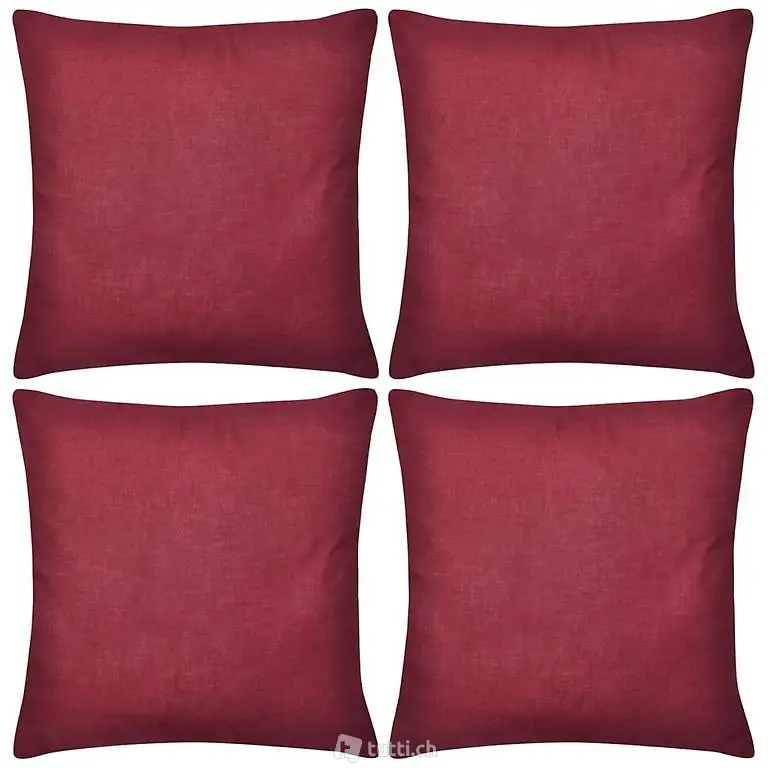  4 burgunderrote Kissenbezüge Baumwolle 80 x 80 cm