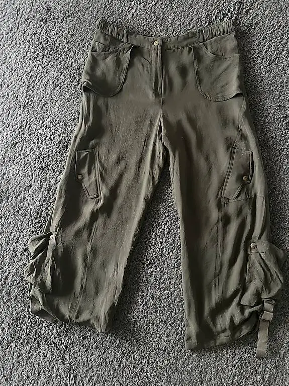 Christian Dior Cargohose Seide Gr. 38 Khaki Grün