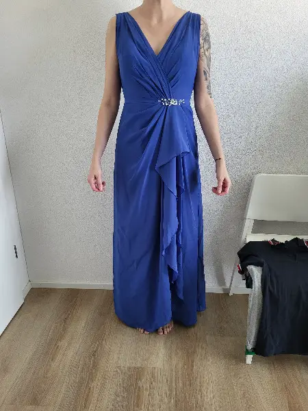 Chiffon Kleid blau Grösse 38