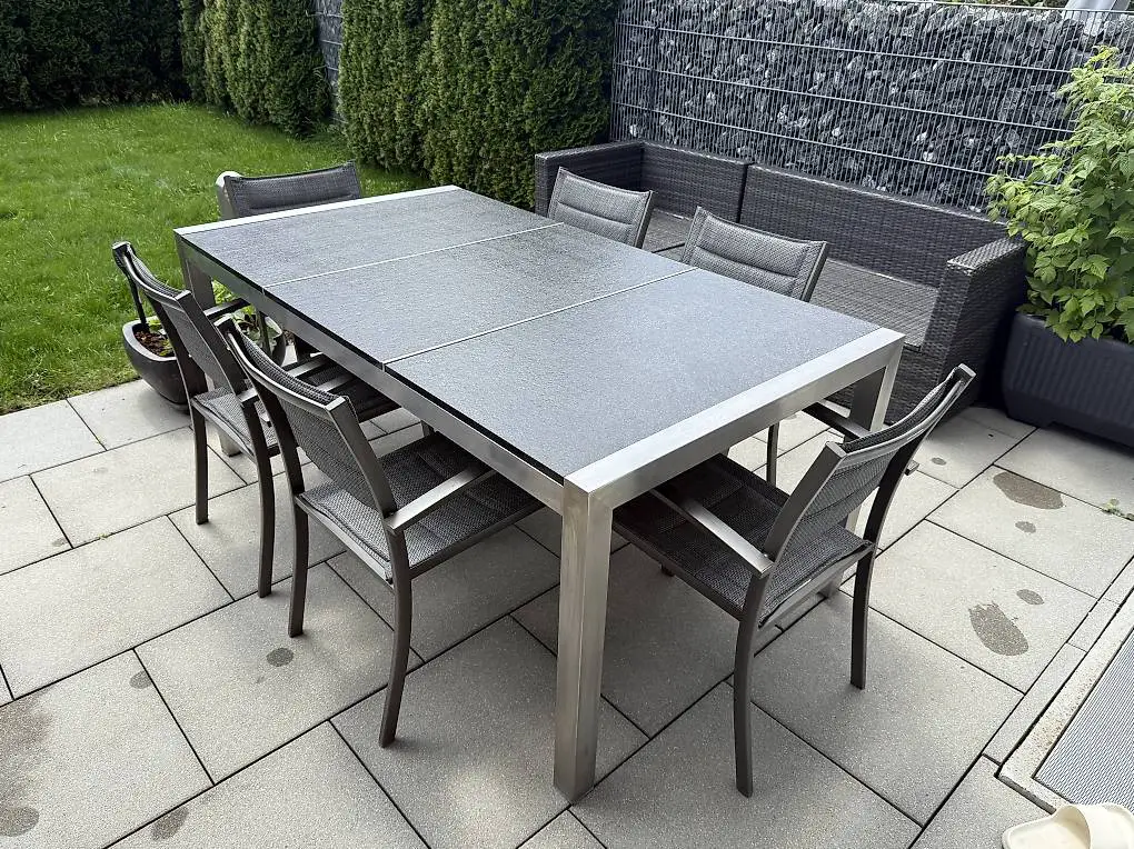 Granit Gartentisch mit Gartenstühle