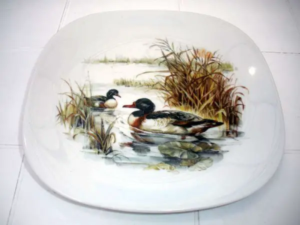  Assiette en porcelaine motif canard
