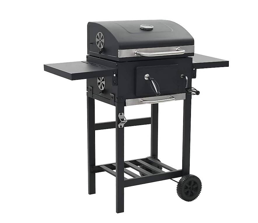 Holzkohlegrill mit Unterer Ablage Schwarz