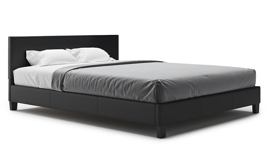 Lederbett DOZE 160 x 200 cm schwarz