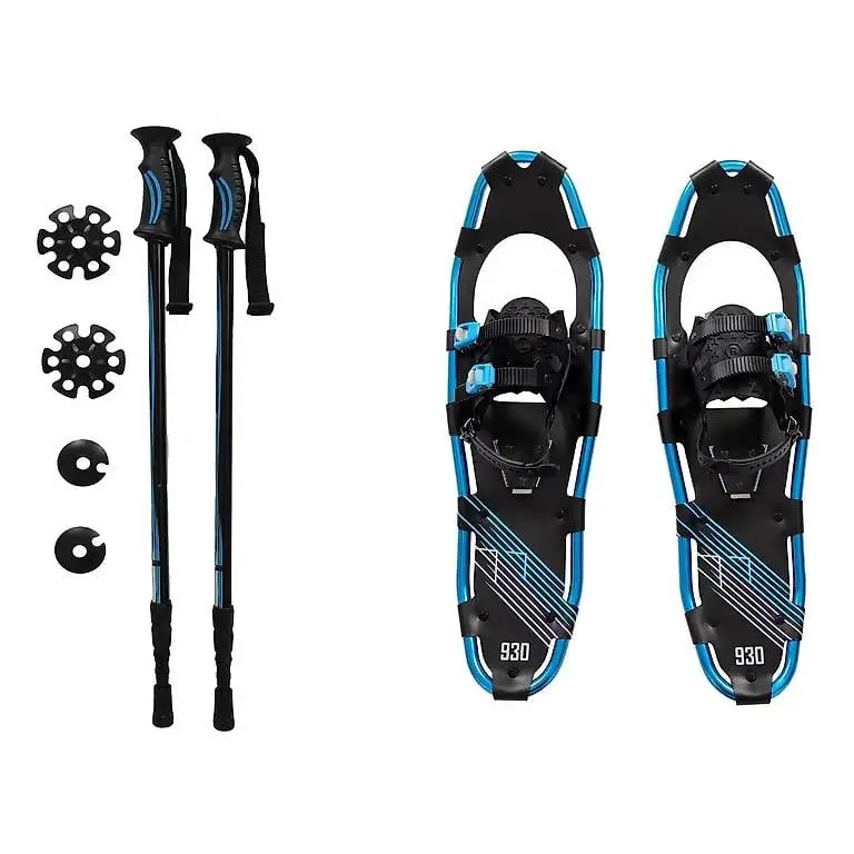 Schneeschuhe MAXI blau mit Stöcken