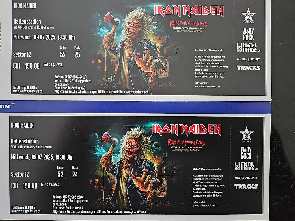 Iron Maiden Tickets - Run for your lives