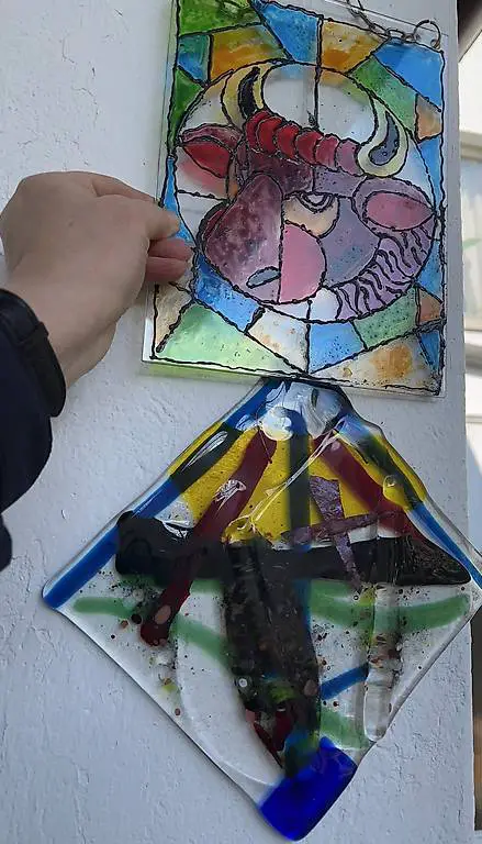 Glasbild Glaskunst  Handmade 2 Stück