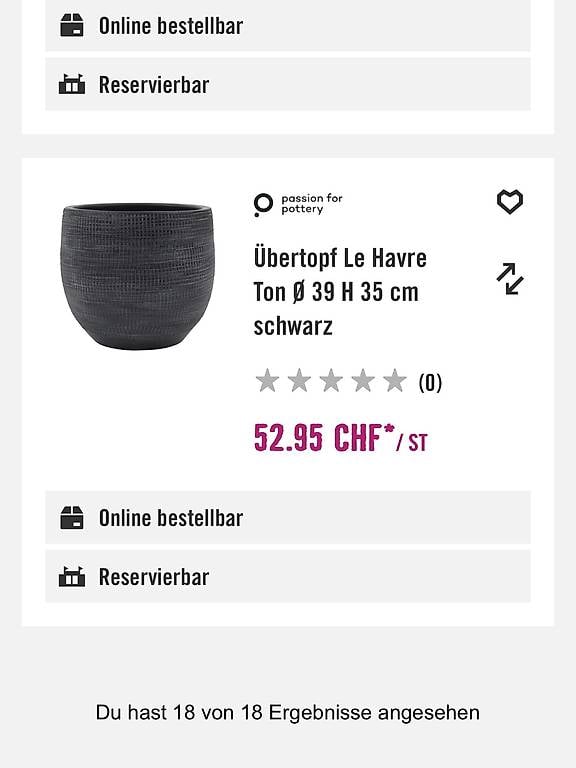 Topf / Übertopf Ton schwarz strukturiert