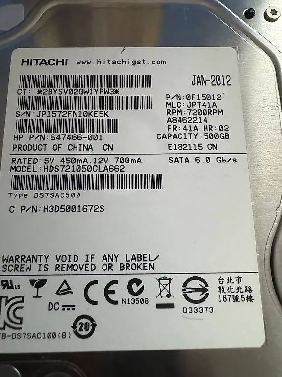 Hitachi 3,5 Zoll 500gb