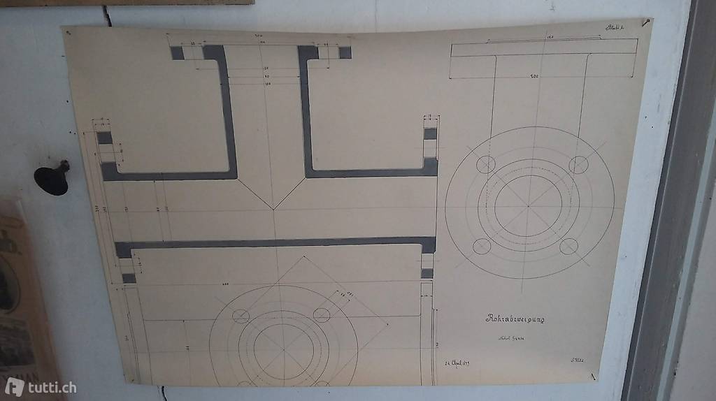 Tusch Zeichnung Rohrabzweigung 24.04.1899